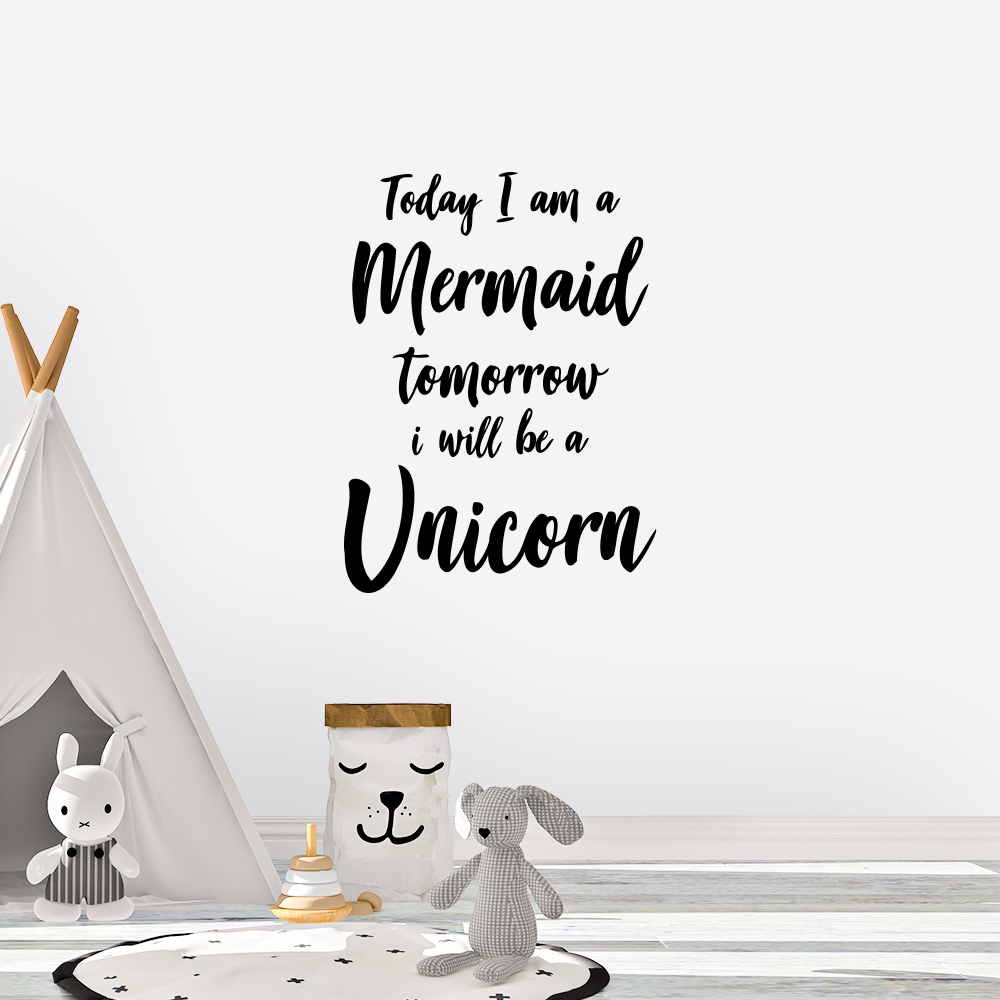 Muursticker -  Today mermaid, tomorrow unicorn
