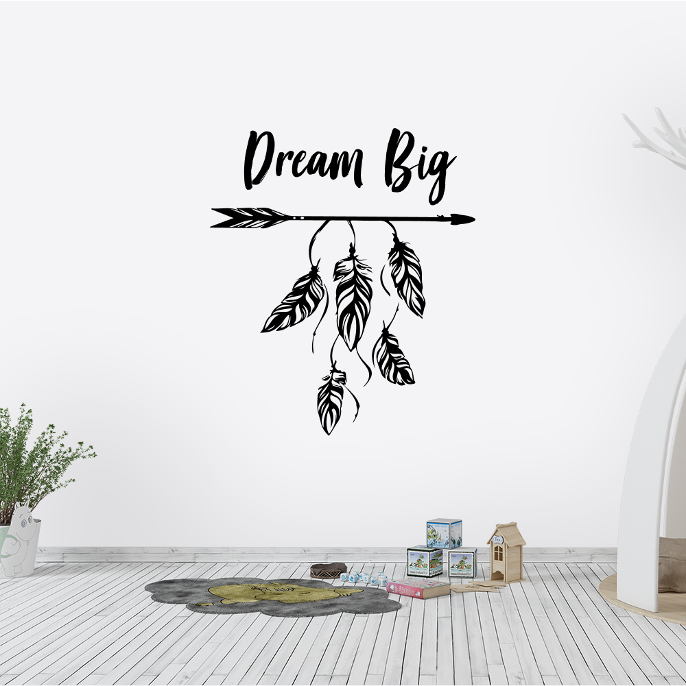Muursticker - Dream big feathers