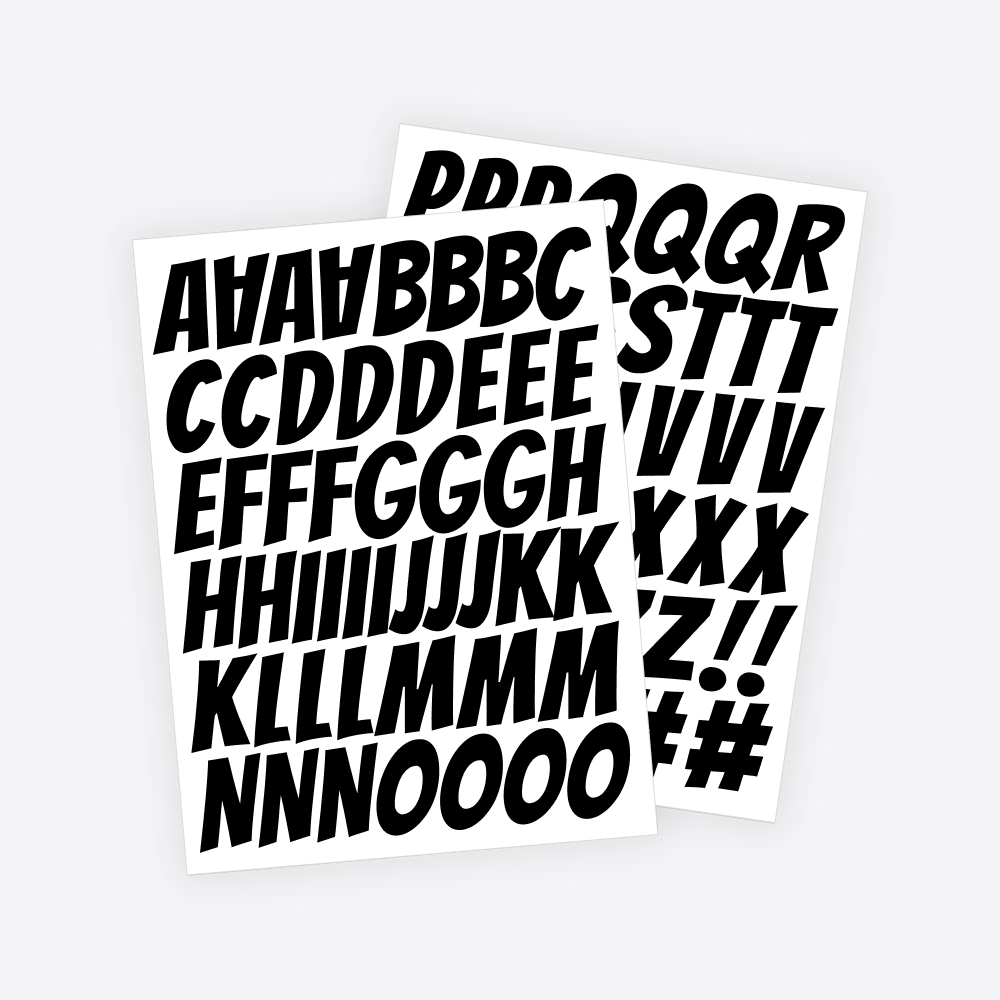 Cartoon Plakletters / Letter stickers - 4cm