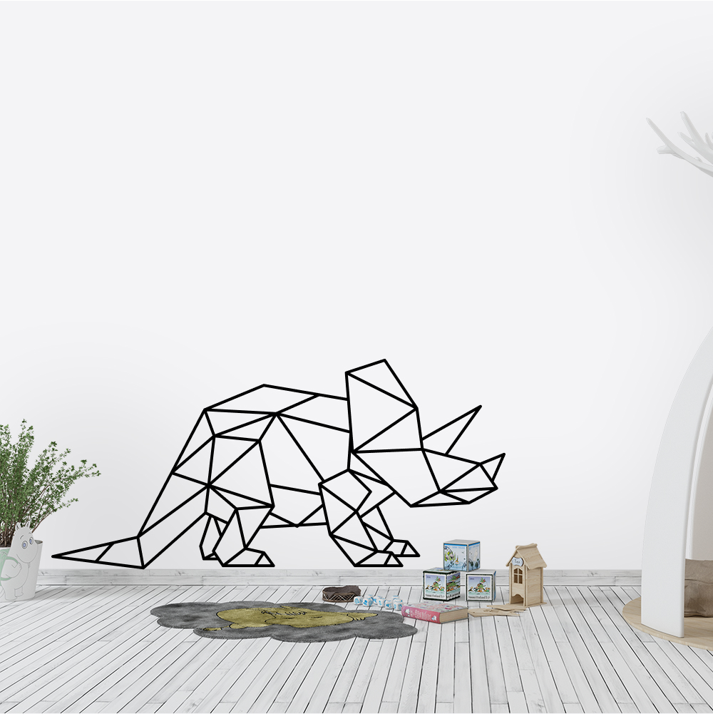 Muursticker - Geometrische dino triceratops