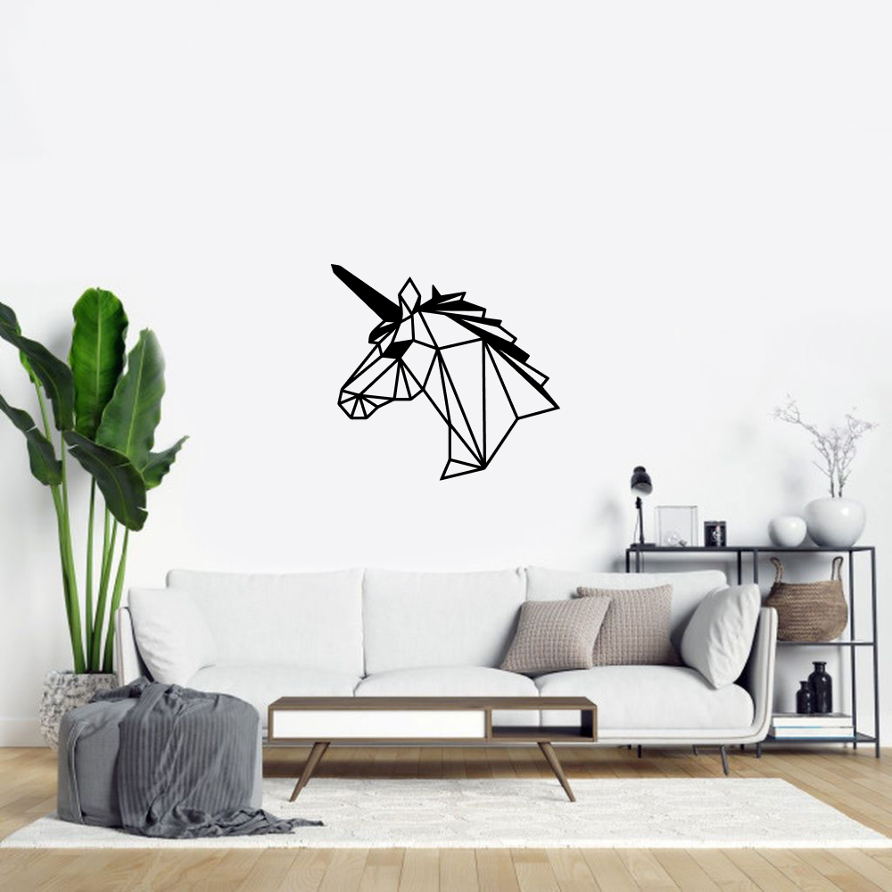 Muursticker - Geometrische unicorn hoofd