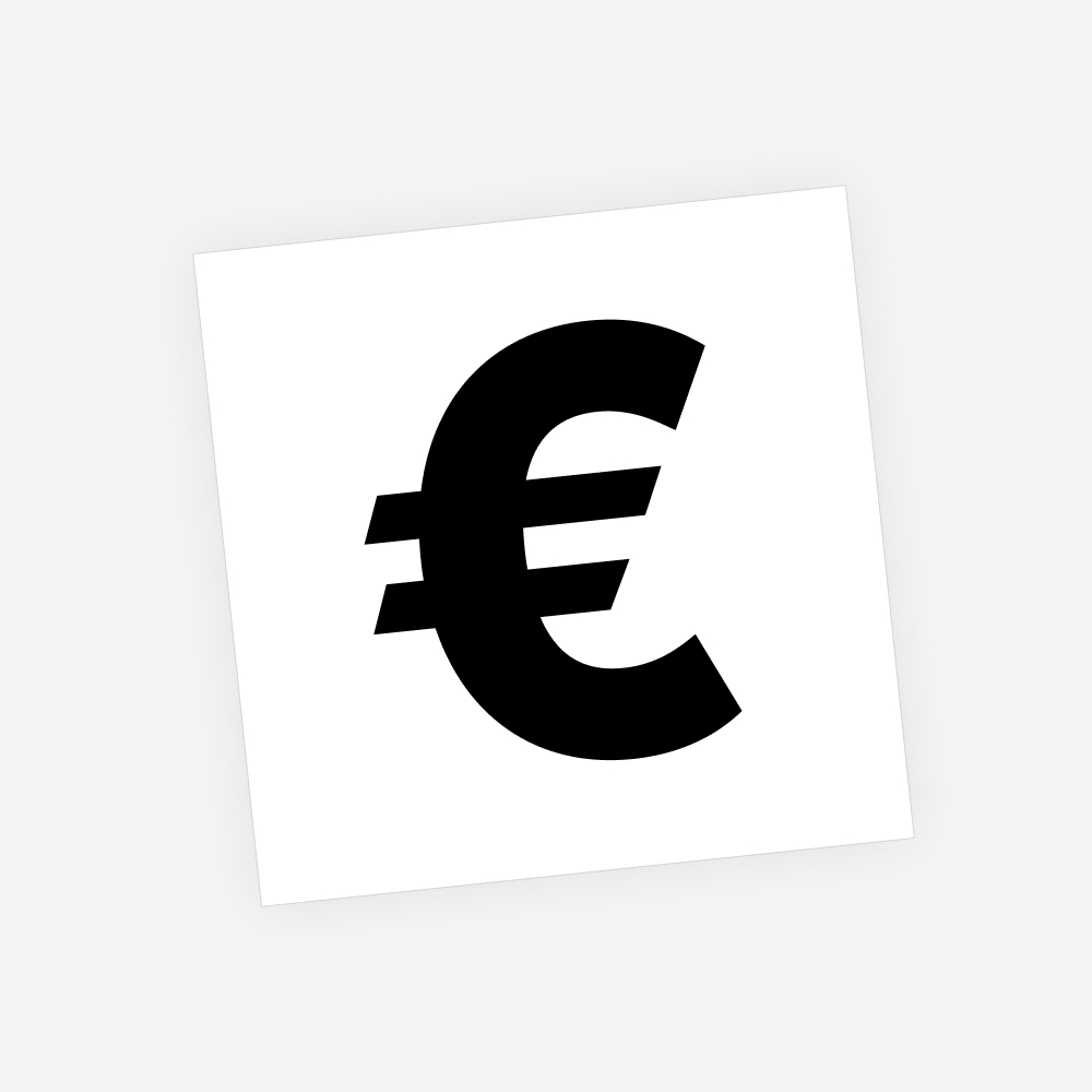 Losse plakletter / letter sticker - Standaard Euro teken: €