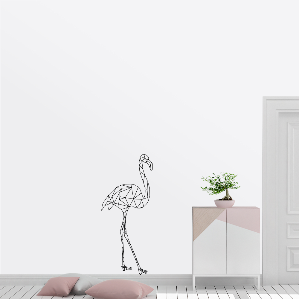 Muursticker - Geometrische flamingo