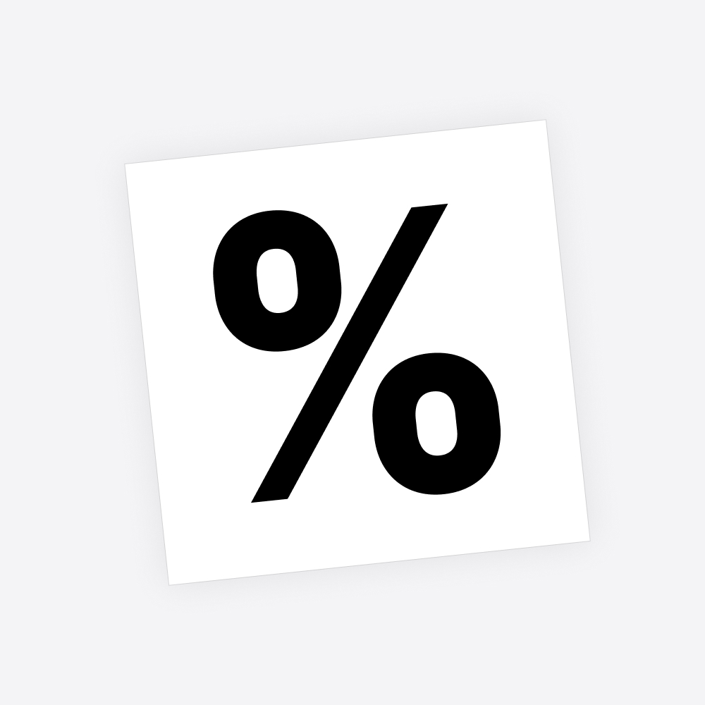 Losse plakletter / letter sticker - Standaard Procent: %