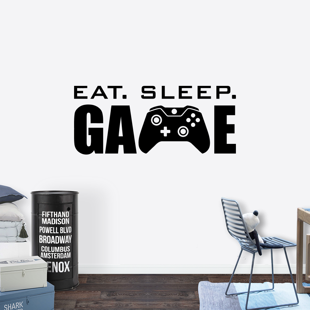 Muursticker - Eat sleep game