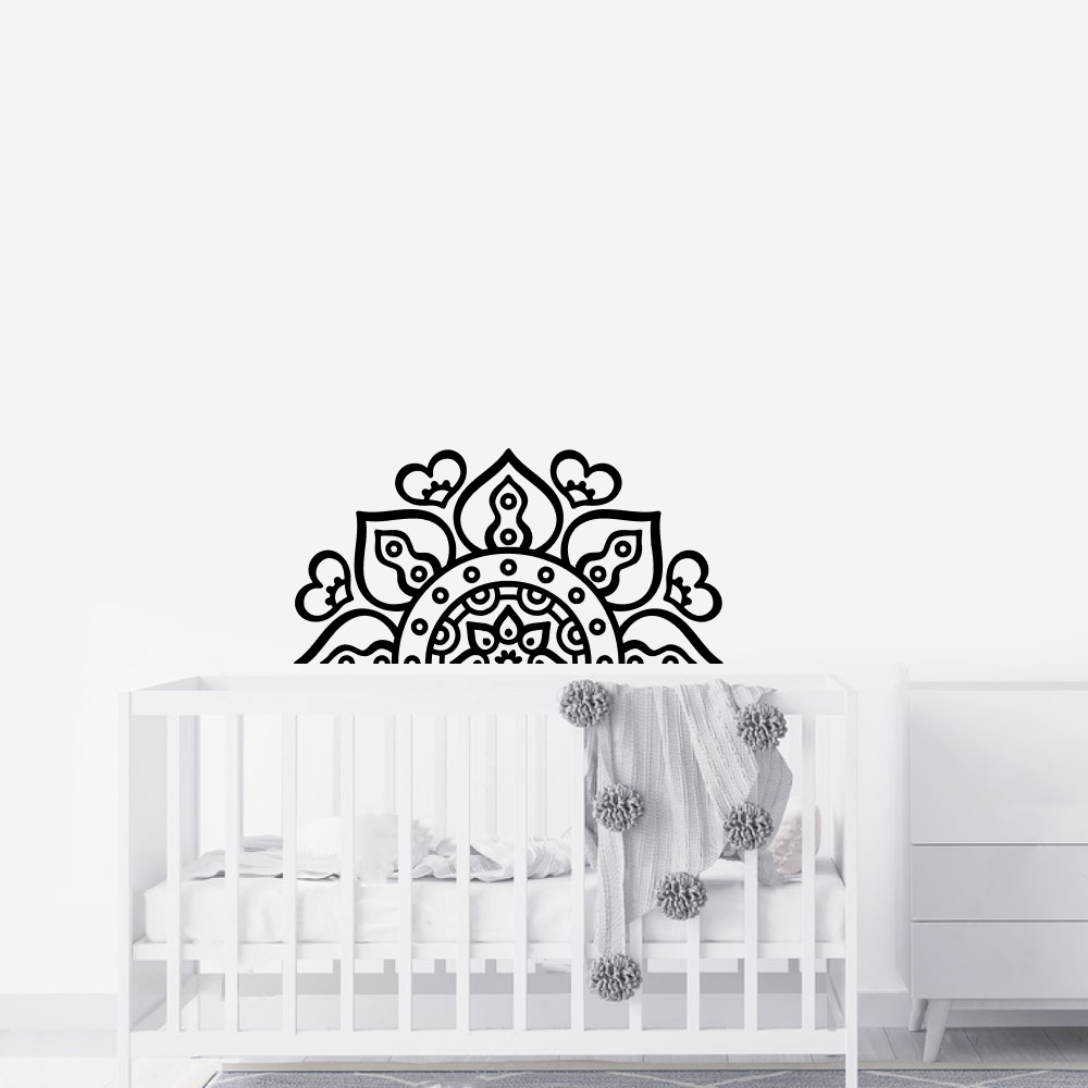 Muursticker - Halve mandala met hartjes