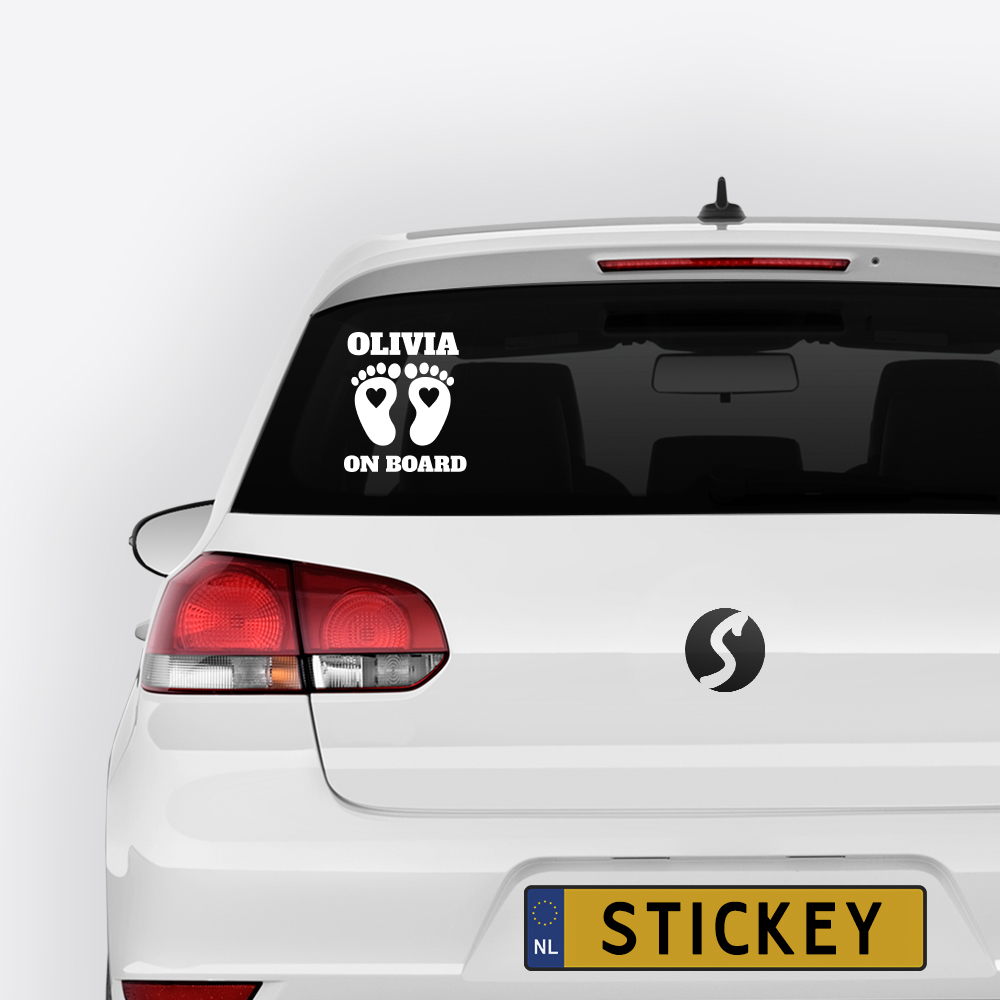 Autosticker - Baby on board sticker met eigen naam