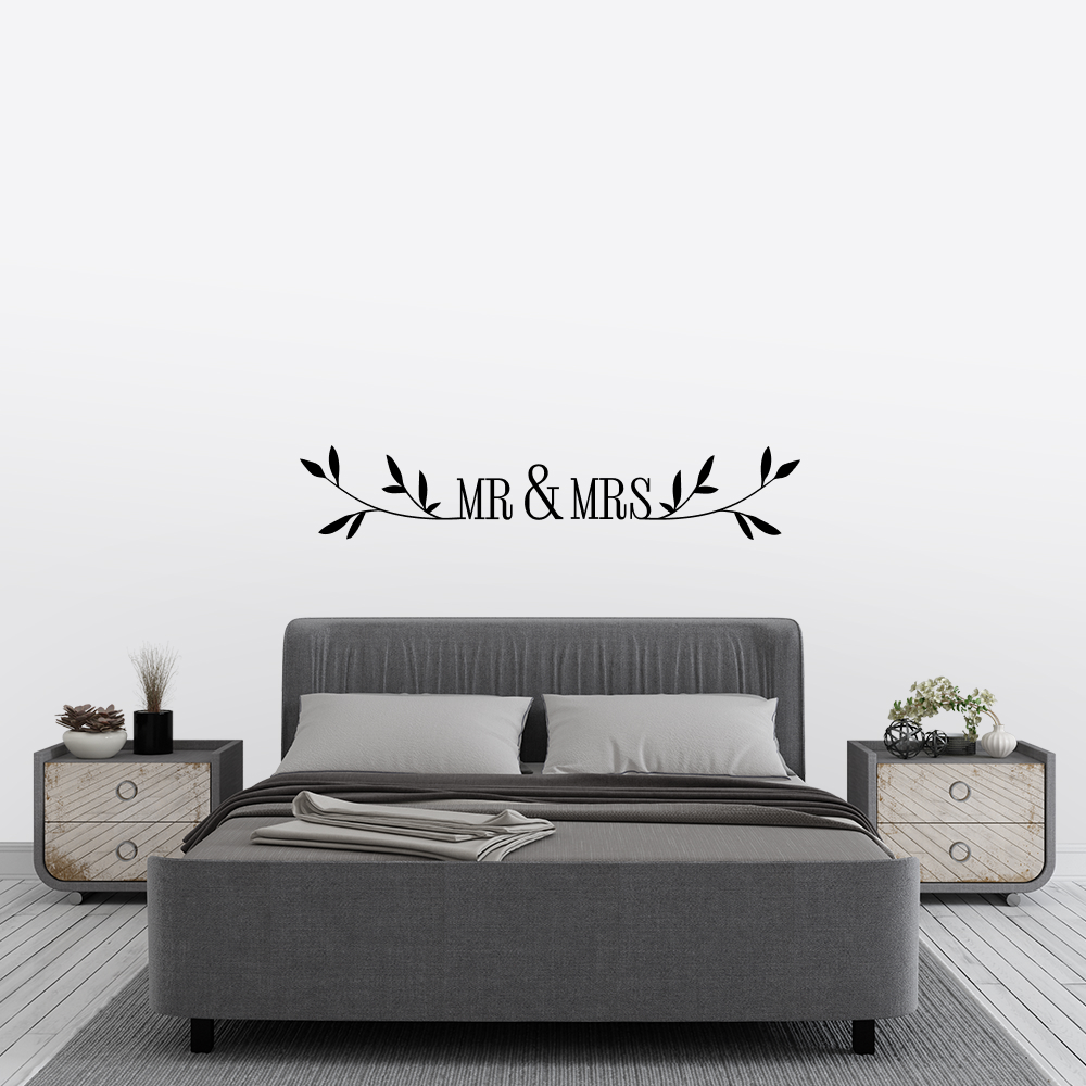 Muursticker - Mr & Mrs - Floral design