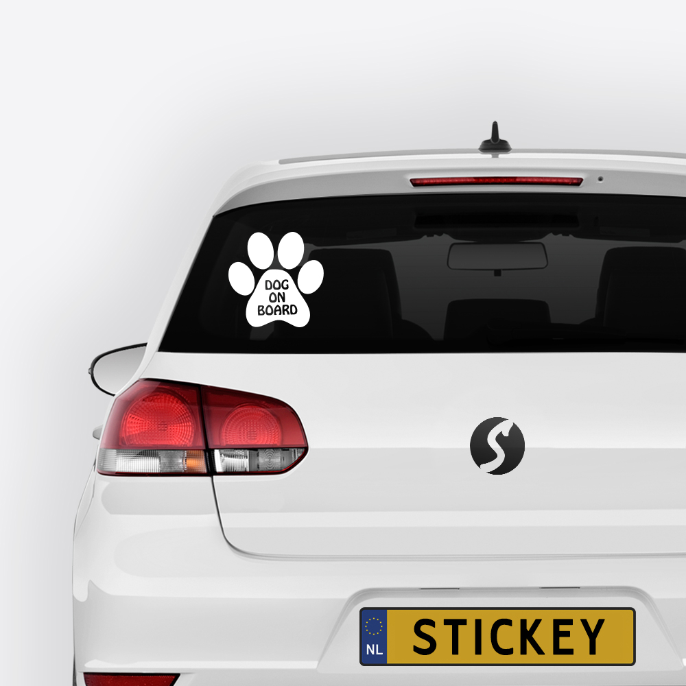 Autosticker - Dog on board - Honden pootje