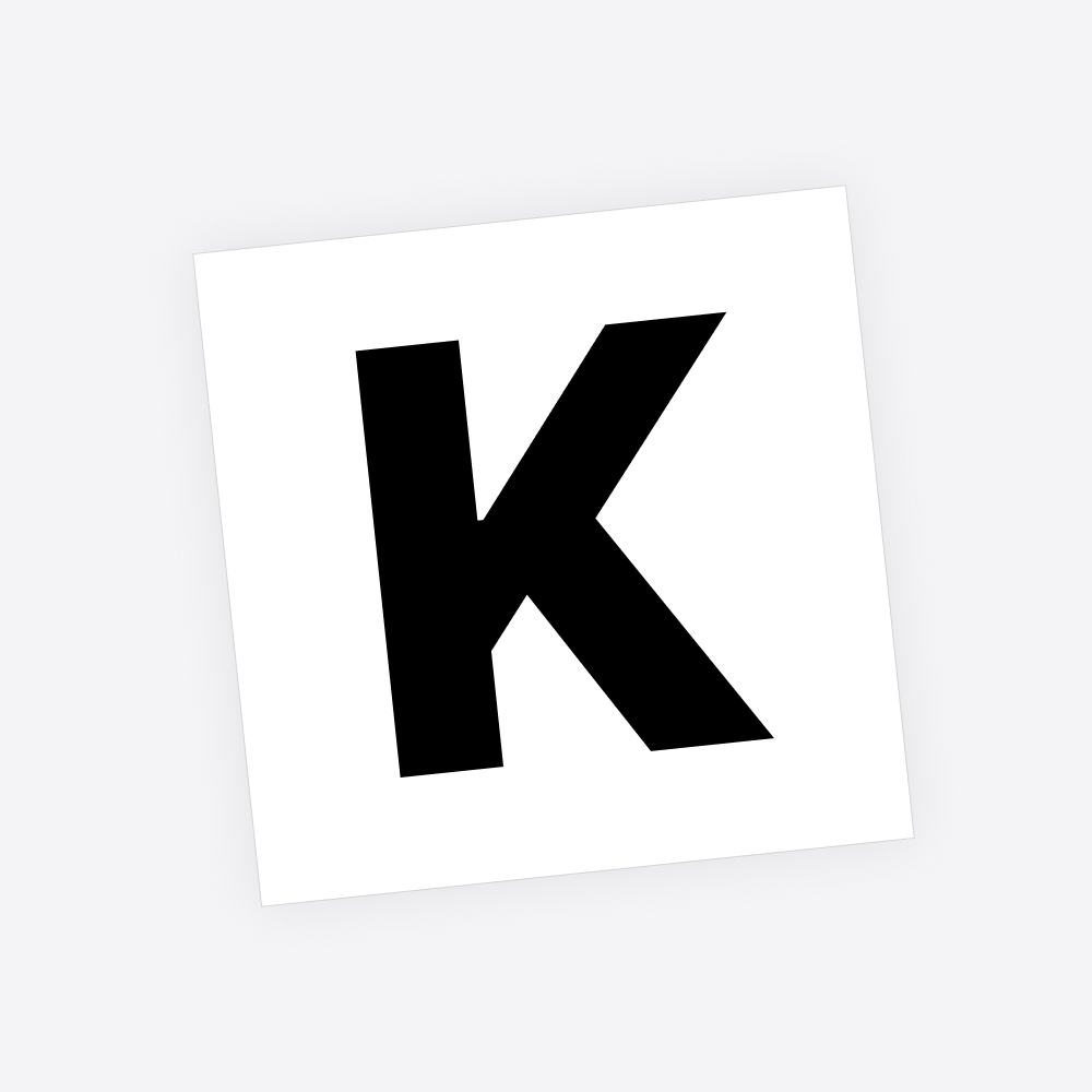 Losse plakletter / letter sticker - Standaard letter: K