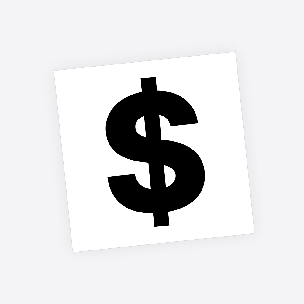 Losse plakletter / letter sticker - Standaard Dollarteken: $