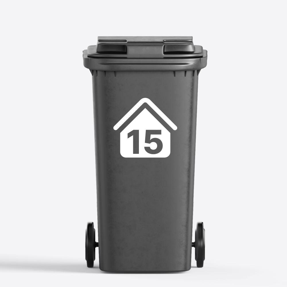 Huisicoon huisnummer | Container / Kliko sticker | 30 x 28cm