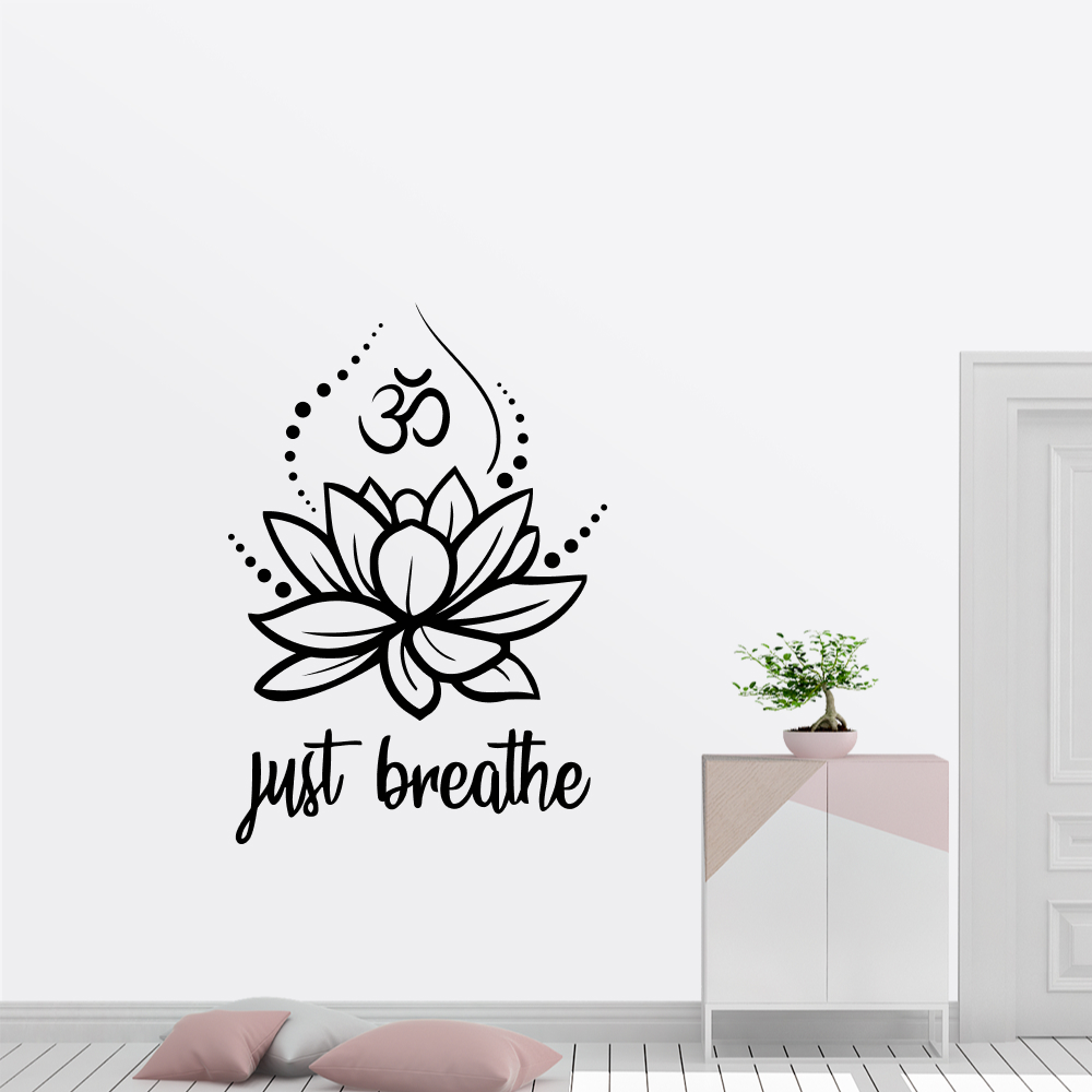 Muursticker Just Breathe Lotus Flower