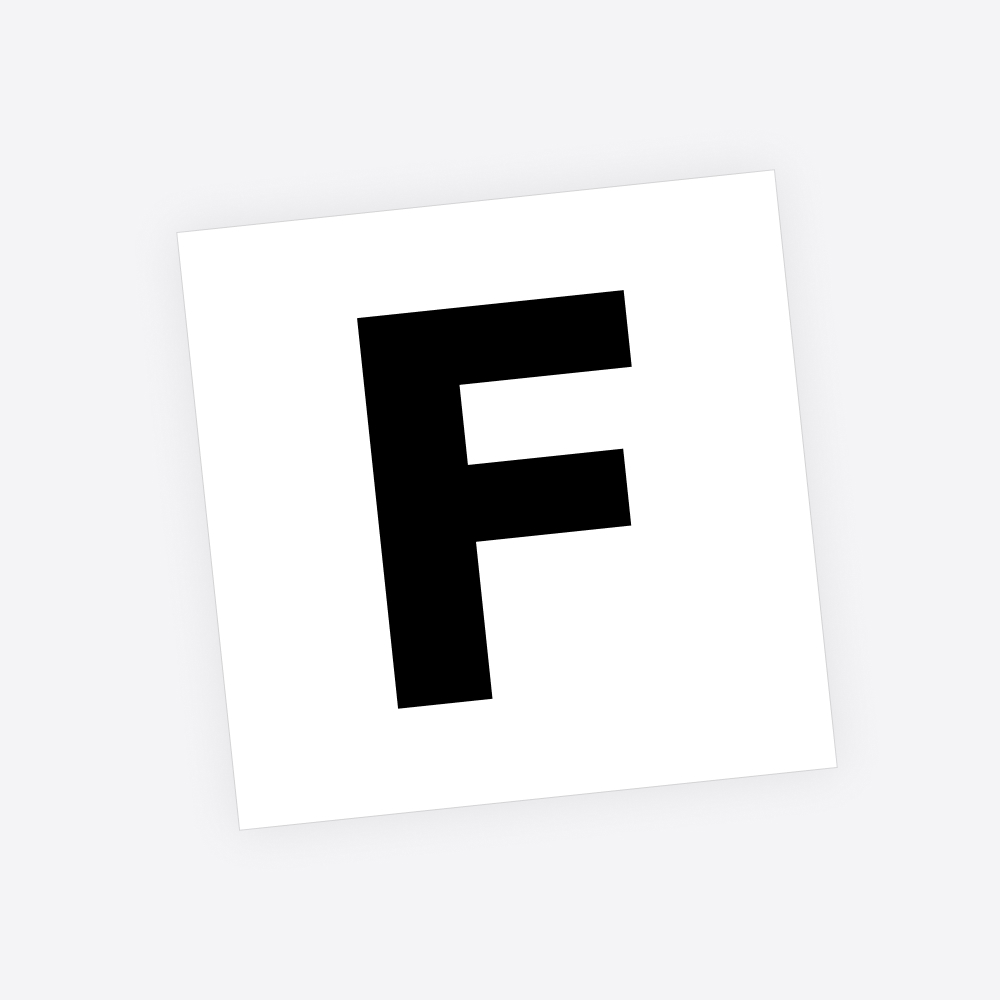 Losse plakletter / letter sticker - Standaard letter: F