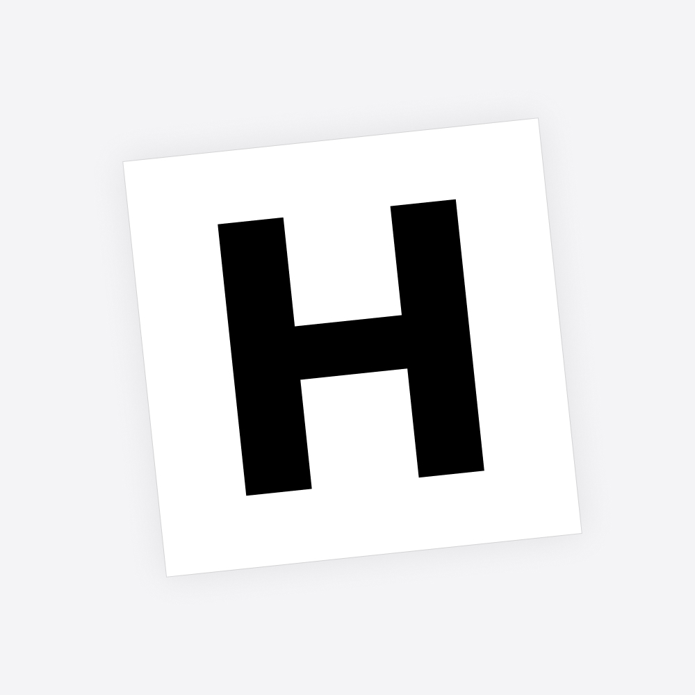 Losse plakletter / letter sticker - Standaard letter: H