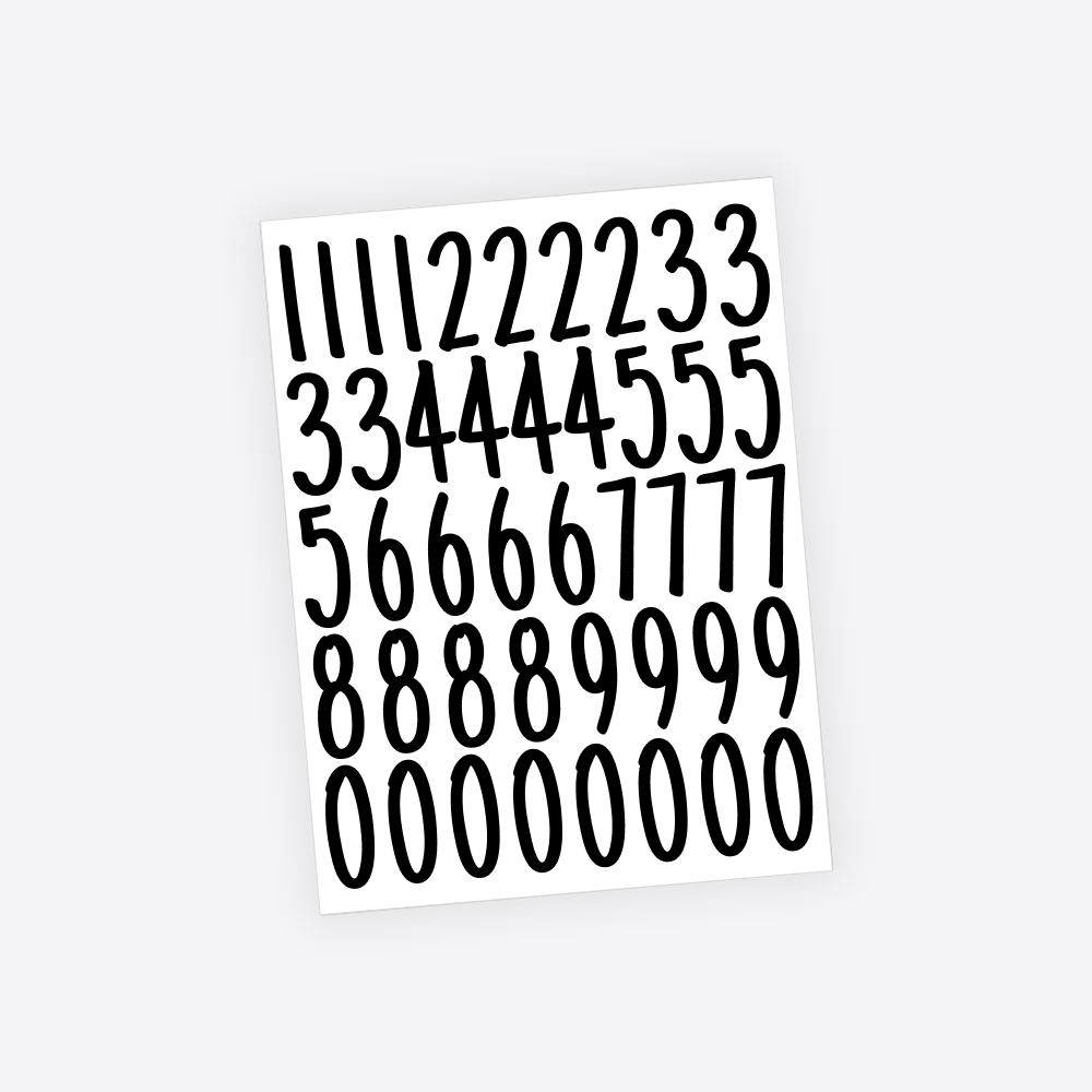 Handschrift Plakcijfers / Nummer stickers - 5cm