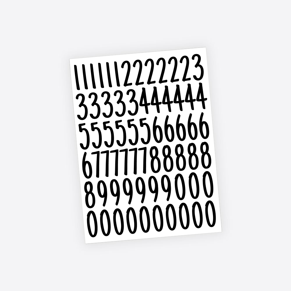 Handschrift Plakcijfers / Nummer stickers - 4cm
