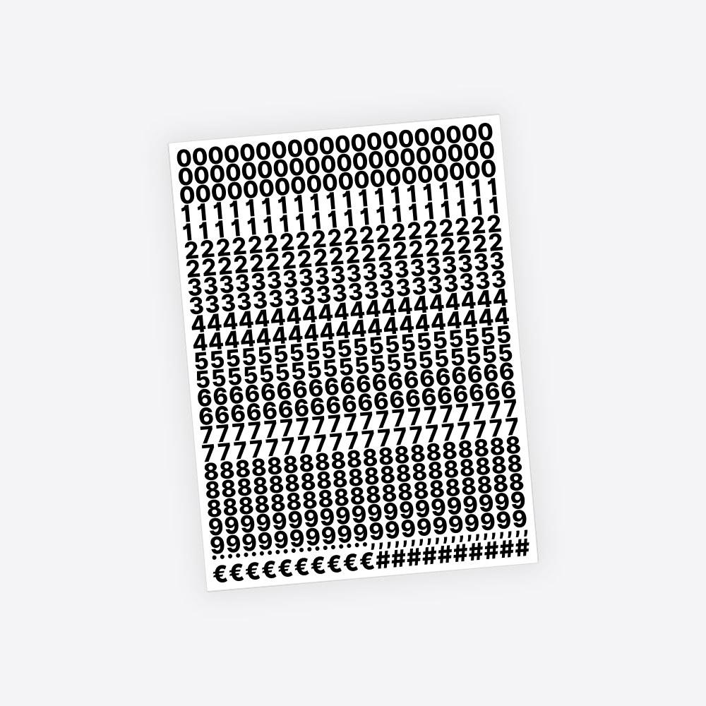 Standaard plakcijfers / Cijfer stickers - 1 cm