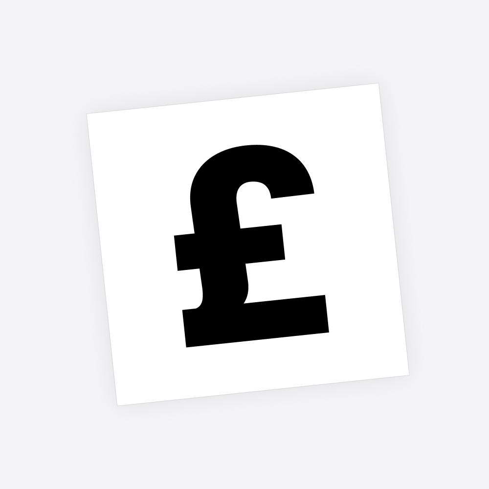 Losse plakletter / letter sticker - Standaard Pondteken: £