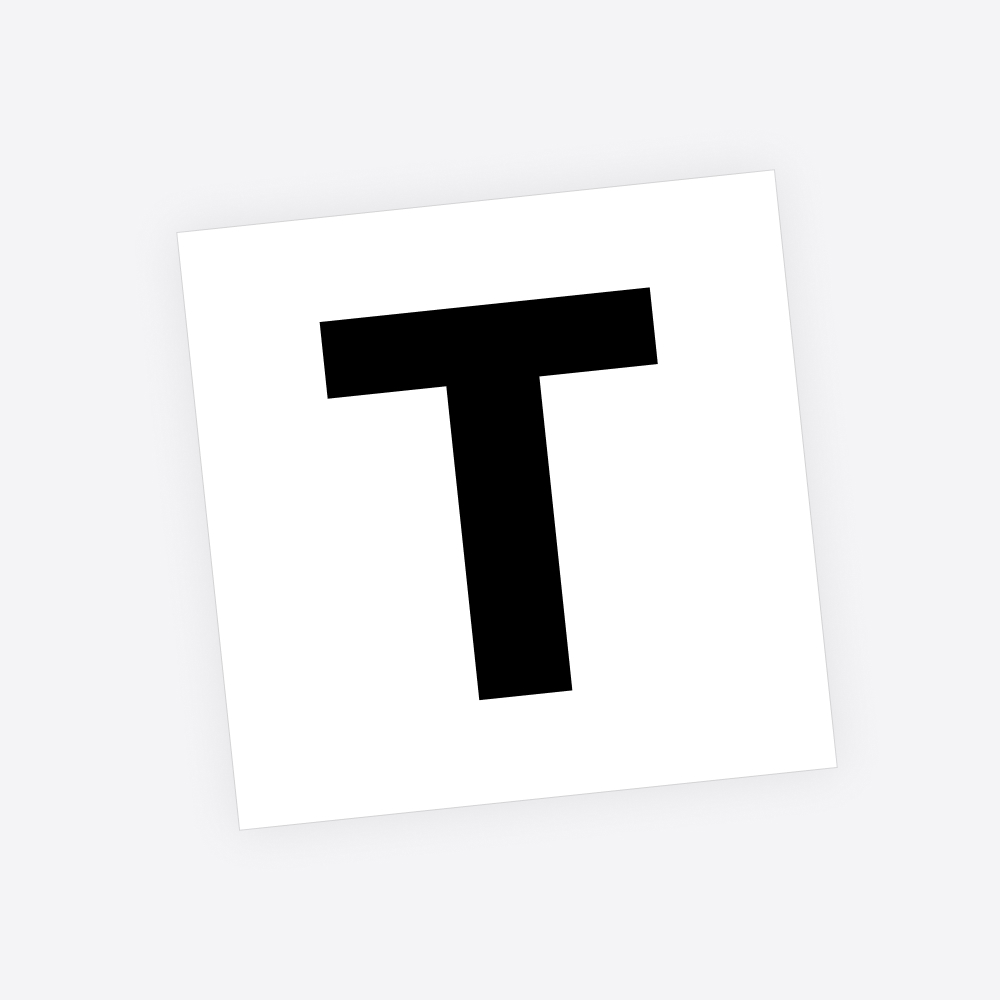 Losse plakletter / letter sticker - Standaard letter: T