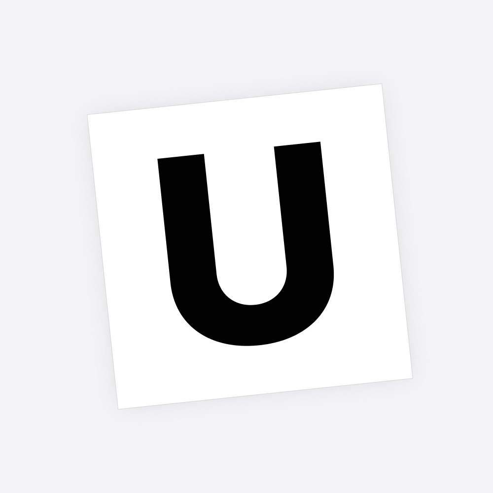 Losse plakletter / letter sticker - Standaard letter: U