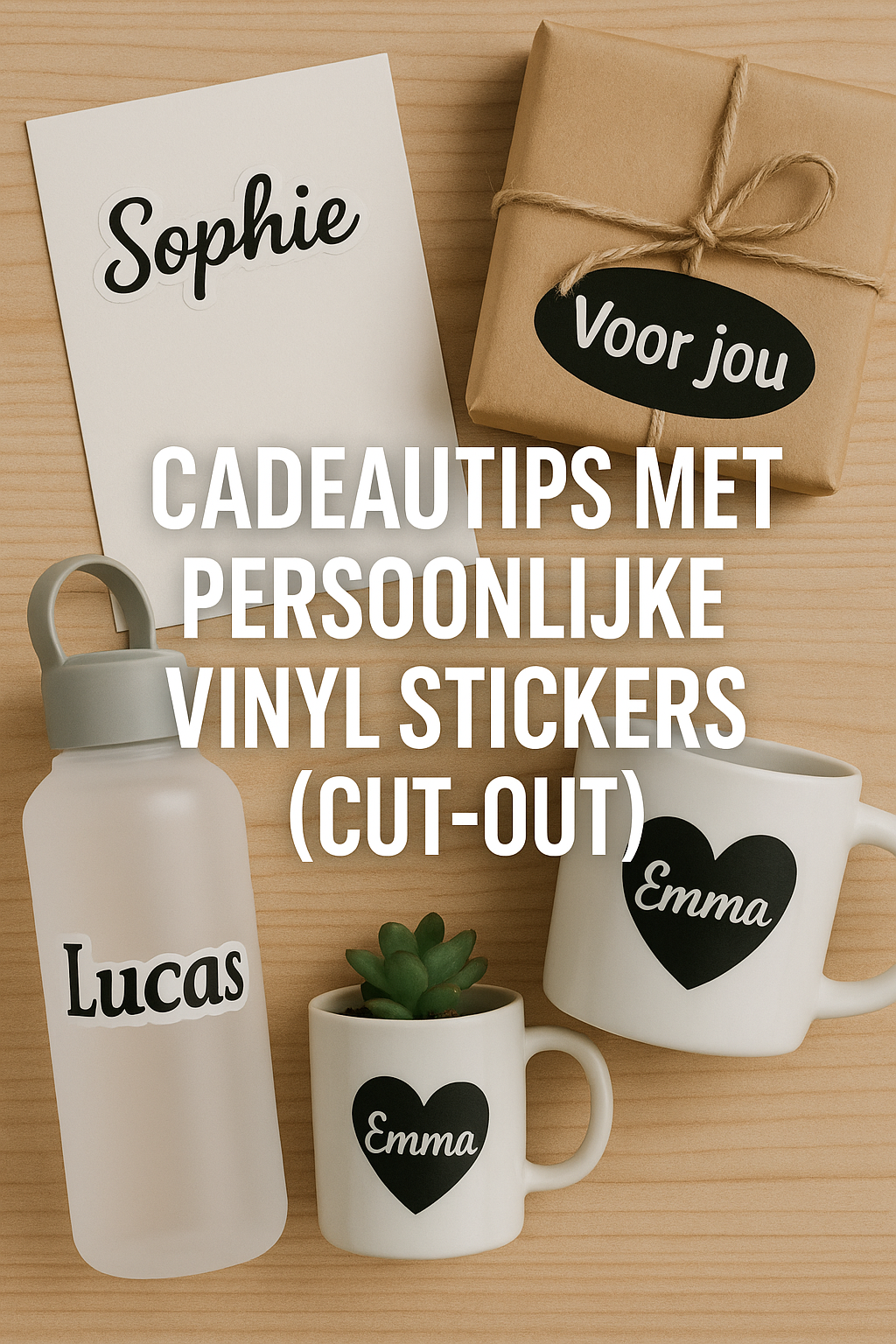 5 cadeautips met persoonlijke vinyl stickers (cut-out) – origineel & betaalbaar